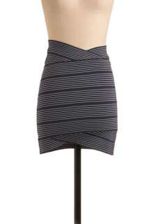 Sea Span Skirt   Blue, White, Stripes, Casual, Nautical, Mini, Sheath 