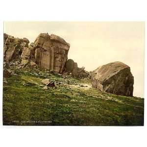  Photochrom Reprint of Cow and Calf Rocks, Ilkley, England 