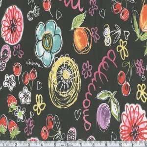   Twill Scribble Fruit Black Fabric By The Yard Arts, Crafts & Sewing