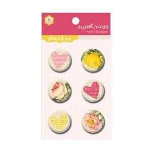 Pink Paislee Sweetness Metal Badges; 3 Items/Order  