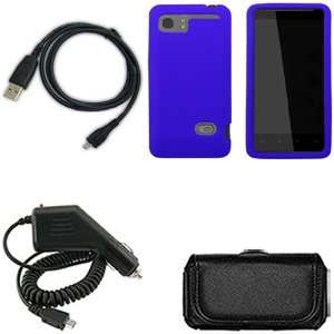   Cable + Black Horizontal Leather Pouch for HTC Holiday Cell Phones