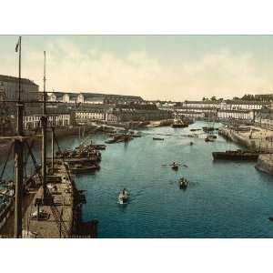 Vintage Travel Poster   The Port Militaire from swing bridge Brest 