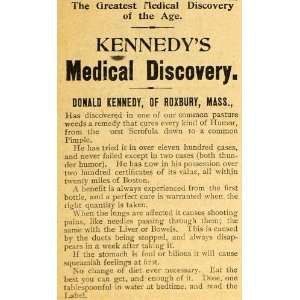  1893 Ad Kennedys Medical Discovery Pimple Remedy 