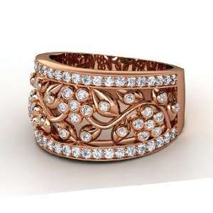  Daisy Chain Ring, 18K Rose Gold Ring with Diamond Jewelry