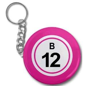   Ball B12 Twelve Pink 2.25 Inch Button Style Key Chain 