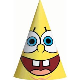 Amscan SpongeBob 6 1/4 x 4 1/4 Classic Party Cone Hats, 8 Count