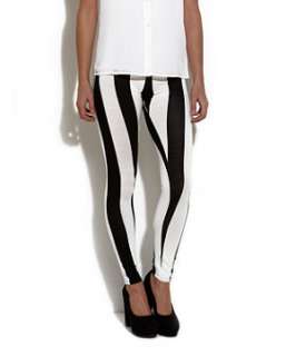 White Pattern (White) Influence Black and White Striped Leggings 