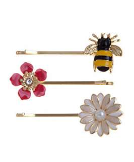 null (Multi Col) 2pk Bee and Flower Hair Slides  250441799  New Look