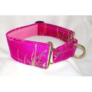    Martingale Dog Collar Hot Pink Brocade Lg