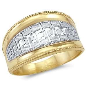     11.5   14k Yellow and White Gold Ladies Greek Design Ring Jewelry