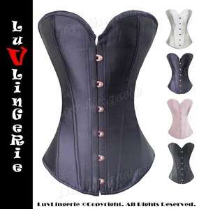 Sexy Classical Victorian Gothic Satin Overbust Corset Bustier  