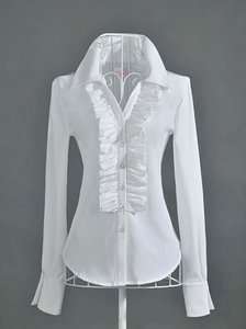 New Womens Boho White OL Falbala Shirt Ruffles long sleeve Shirts 