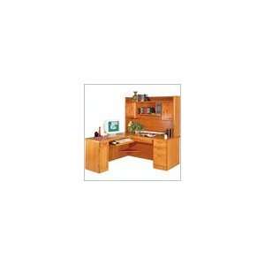  Shape Wood Home Office Set with Hutch in Medium Oak