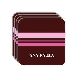 Personal Name Gift   ANA PAULA Set of 4 Mini Mousepad Coasters (pink 