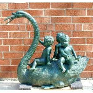   Galleries SRB43152 3 Boys on Swans Back Bronze