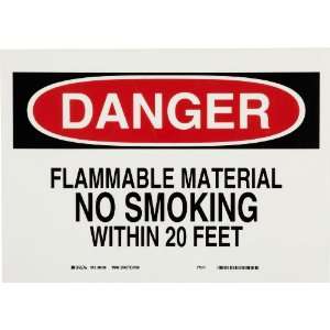   Danger Sign, Legend Flammable Material No Smoking Within 20 Feet
