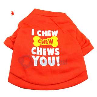 Pet Dog Clothes T Shirt FUNNY PHRASES Type size XS S M  