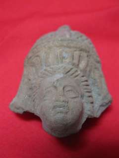 Ancient Artifact Roman/Etruscan/Egyptian Terracotta Votive Idol Head 