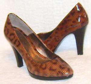 SOFFT ROSNY TAN CHEETAH PATENT LEATHER PUMPS 6 M  