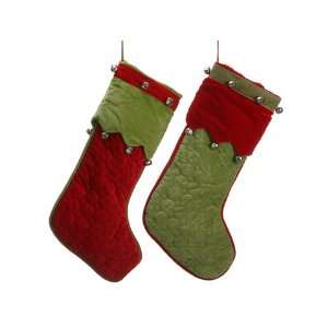   Jingle Bell Stocking (2 Ea./Set) Green Red (Pack of 6)