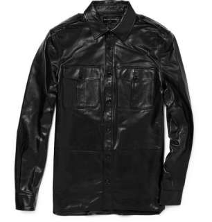 Ralph Lauren Black Label Lightweight Leather Military Style Jacket 
