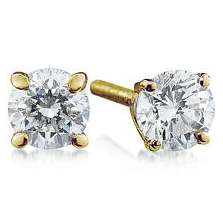   tw Round Diamond Solitaire Earrings in 18 kt. Yellow Gold 