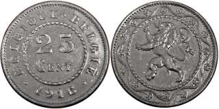7885 Königreich Belgien 25 Cent 1916  
