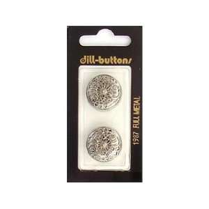  Dill Buttons 20mm Shank Antique Silver Metal 2 pc