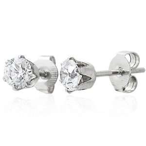  Mission 4mm Stainless Steel Claw Stud Clear CZ Earrings 