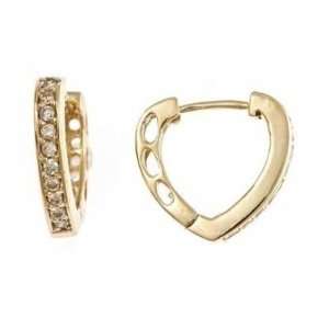 Pave Diamond Huggie Hoop Earrings 14K Yellow Gold (1/3cttw, SI Clarity 