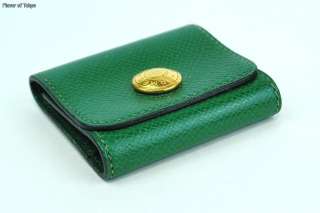 Auth HERMES Green Leather Post it Holder Wallet + Box  