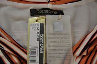 New $2340 Roberto Cavalli Dress Cream/Orange Size 42 NWT  
