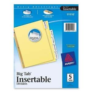  Big Tab Insertable Dividers,11 quot;x8 1/2 quot;,5 Tab 