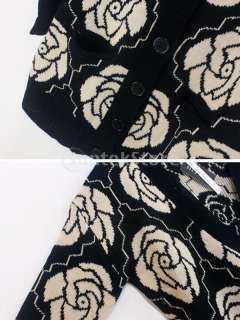 Women Fashion Loose Style Rose Knitwear Coat Sweater Cardigan Outwear 