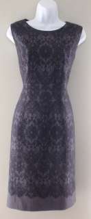 NEW Tahari Charcoal Gray & Black Lace Pattern Penny Dress $238 Tags 