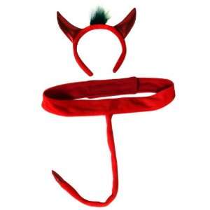 Plush Red Devil Headband Horns and Tail Costume Set Toys & Games
