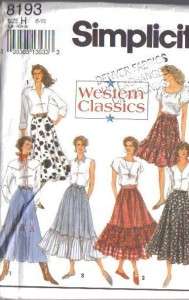 OOP Misses Country Western Cowgirl Simplicity Sewing Pattern Your 