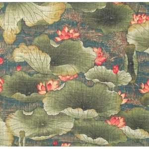  54 Wide Lilies of the Pond Red Fabric By The Yard Arts 