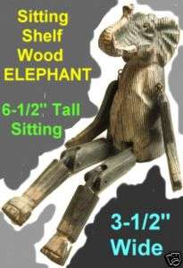 ELEPHANT Shelf Sitter Figurine Statue Kitchen Wood Home  