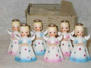   Christmas Shafford Ceramic Angel Place Card Candle Holders IOB T28