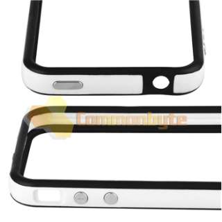 Red+White/Black Bumper Frame Case Skin Cover w/Metal Buttons for 