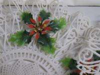   Fancy Plastic Lace Ruffled Crochet Poinsettia Doilies Holiday  