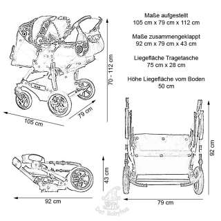 ADBOR Zwillingswagen DUO+2xBabyschale  