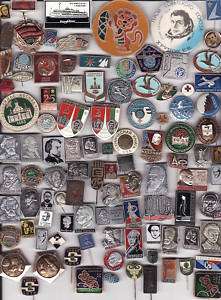 Lot of 100 Soviet PINs Space Misha Mascot Writers City  