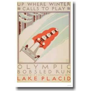  Lake Placid   Olympic Bobsled Run   Vintage Reprint Poster 