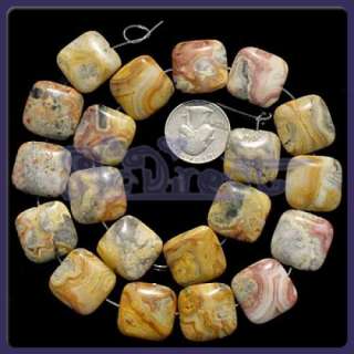 JEWELRY MAKE 20 Crazy lace agate Square LOOSE BEAD 20MM  