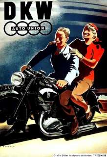 Farb Plakat DKW Motorrad Werbung 1939 (Auto Union)  