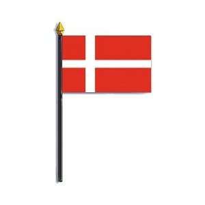 Denmark Flag Rayon On Staff 4 in. x 6 in.