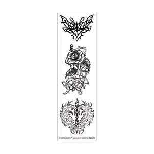 Tattoo King Temporary Tattoo Black/White Black Rose Weave; 6 Items 