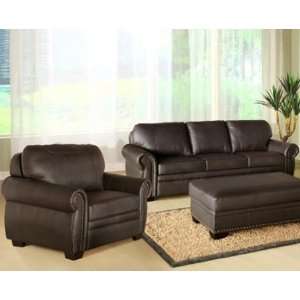  CI D210 BRN 3/1 Premium Italian Leather Oversized Sofa and 